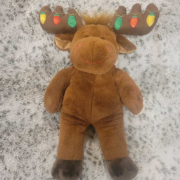 Free Shipping!! BUILD A BEAR 18" Moose With Working Christmas Lights in Antlers - Picture 1 of 5
